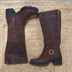 Brown Leather Knee-High Boots